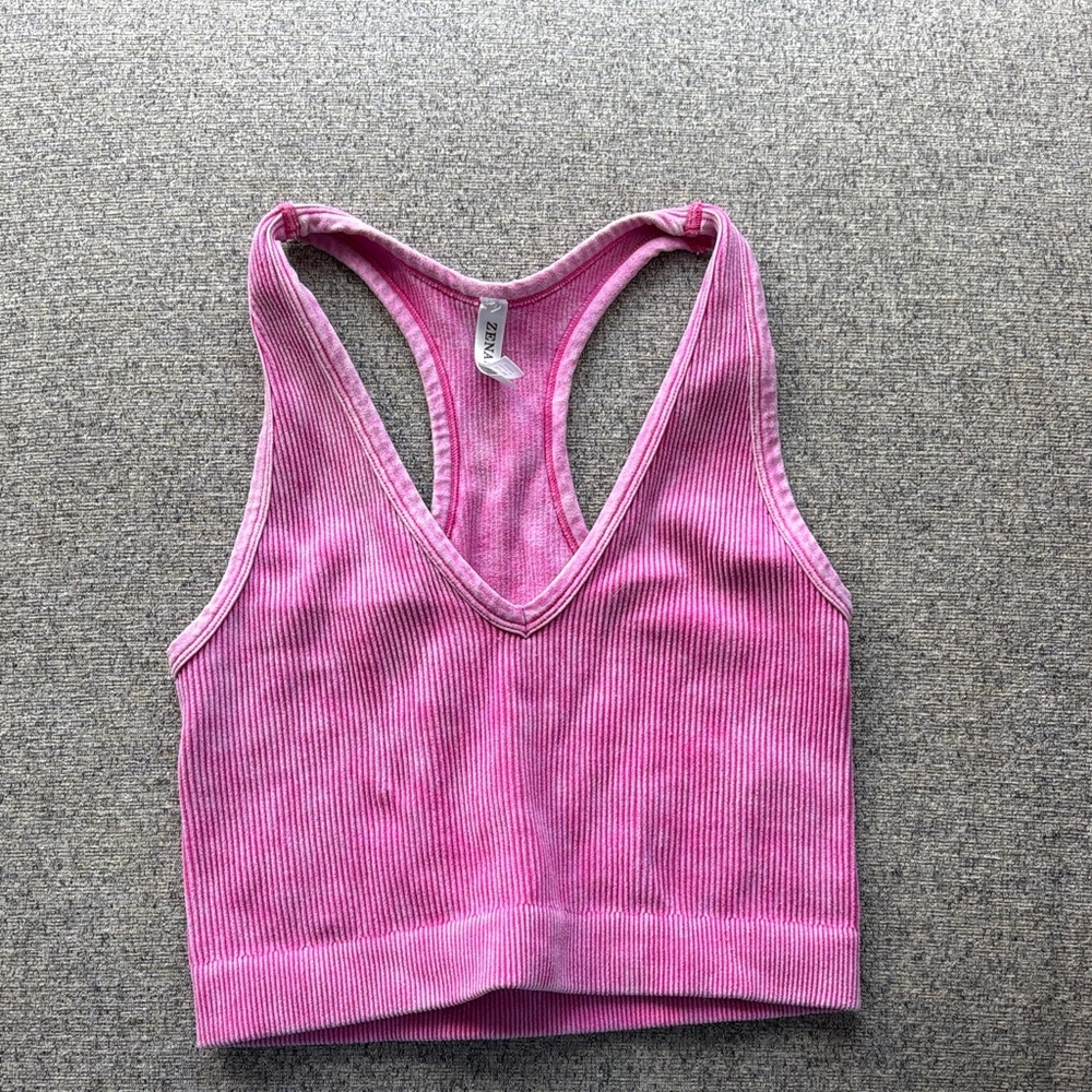 Pink Ribbed Women's Crop Top